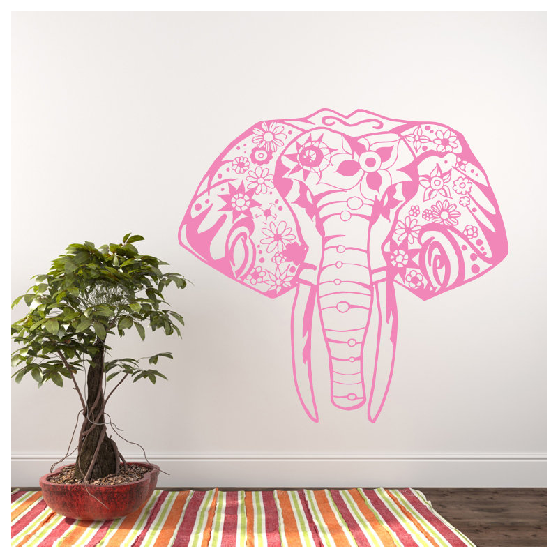 Décalcomanie murale éléphant yoga Litton, Rose tendre