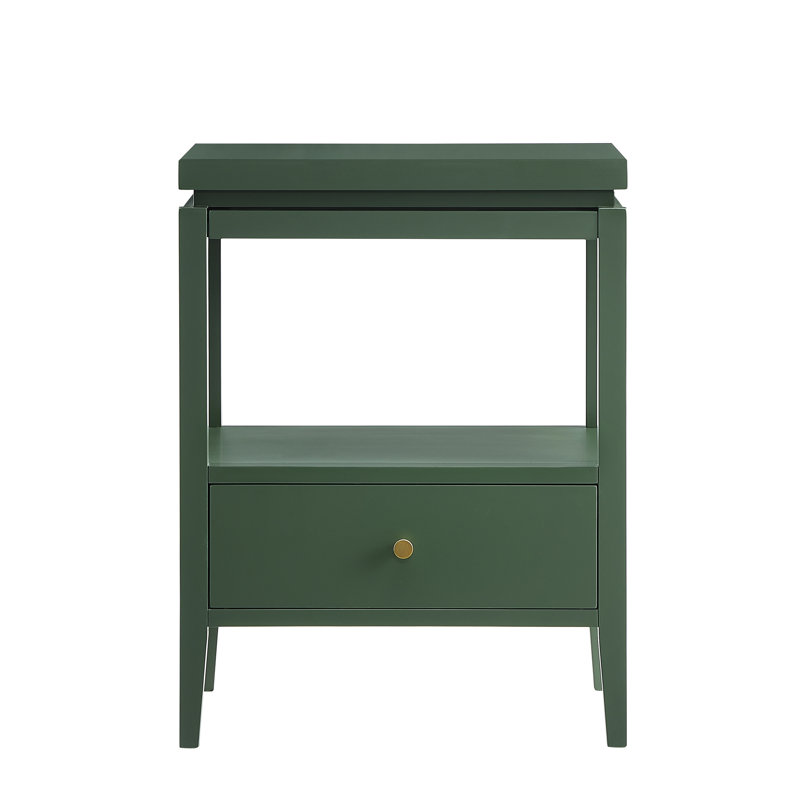 Table de chevet 1 tiroir Olana Vintage, Vert antique
