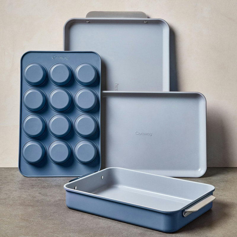 Caraway Non-Toxic Nonstick Ceramic Half Bakeware Set, Navy