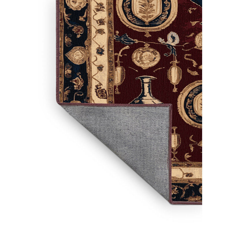 Tapis rouge français lavable à la machine, Carré 4 pi