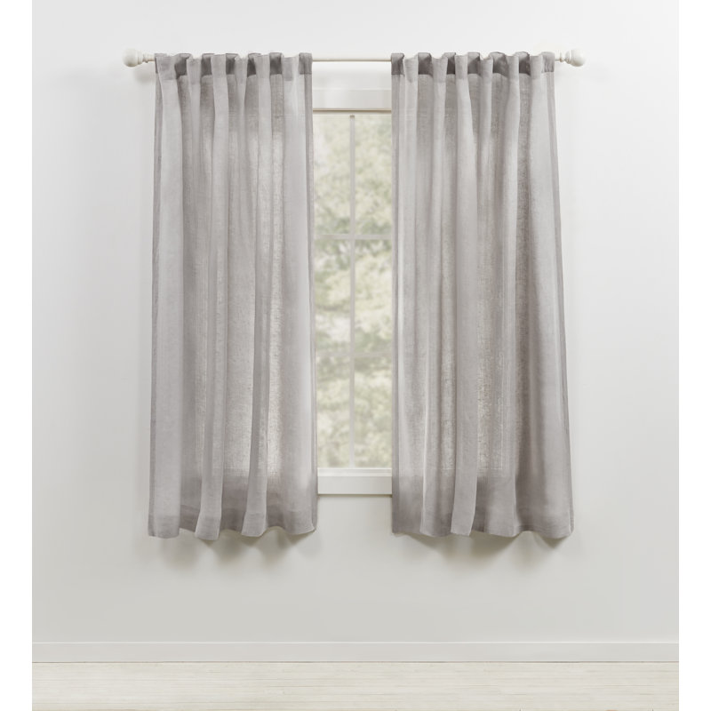 Panneau de rideau transparent avec passe-tringle 100% lin Lauren Ralph Lauren Engel, Gris, 54 po x 96 po