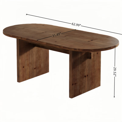 62.99" Solid Wood Oval Conference Table For 4-6 People