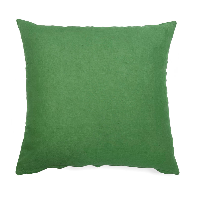 Geometric Linen Throw Pillow, Green/Brown