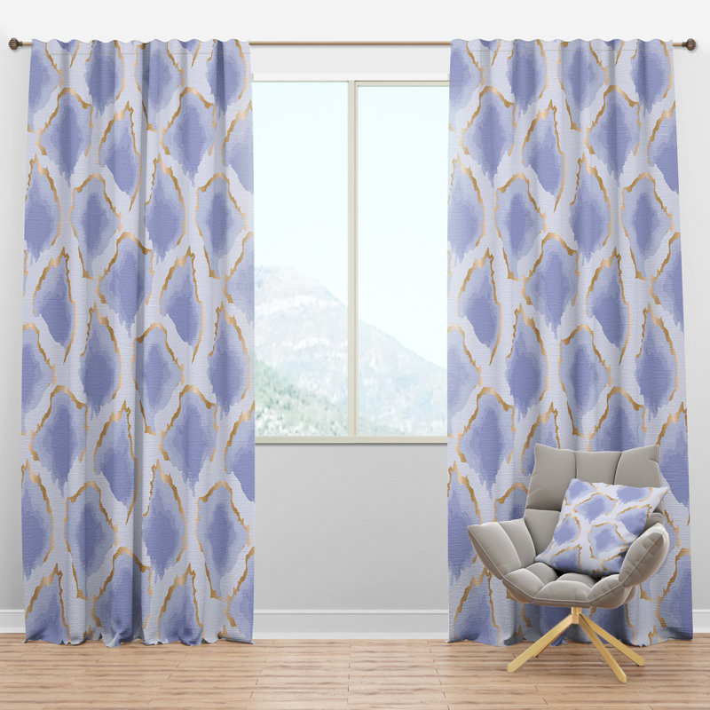 Panneau de rideau simple semi-diaphane avec passe-tringle Mid-Century Shapes, l 52 po x L 95 po