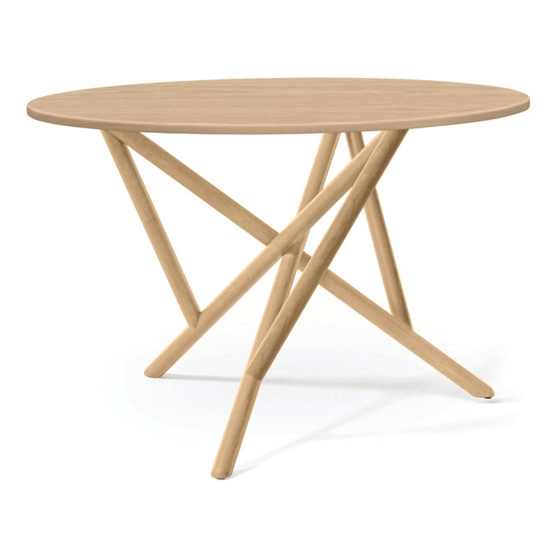 Baton - Table ronde à plateau fixe, Chêne naturel, H 30 po x L 48 po x l 48 po, Natural Oak