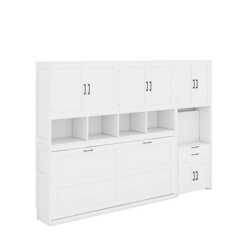 Lit escamotable simple avec placard et bureau