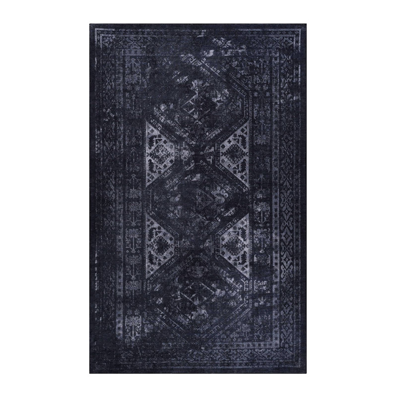 Washable 5X8 Area Rug, Low-Pile Characteristic, Non-Slip, Non-Shedding, Foldable, & Pet Considerate - Living Room, Bedroom, Kitchen, Dining Room Mat Washable, Design, For