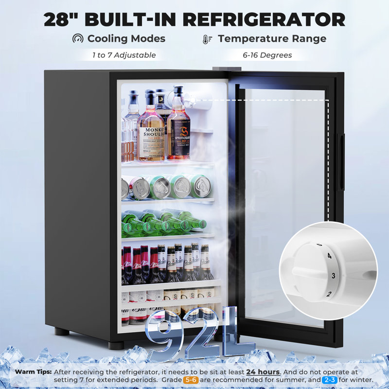 69" Fluted Wine Bar Cabinet with Fridge (Included), Modern Coffee Bar Cabinet with Storage Hutch, Tall Mini Fridge Cabinet with Drawers and Cabinets for Living Room, Dining Room, Black