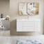 Meuble-lavabo flottant moderne 48 po avec lavabo en résine, armoire de rangement murale, tiroirs à fermeture en douceur, finition blanc brillant