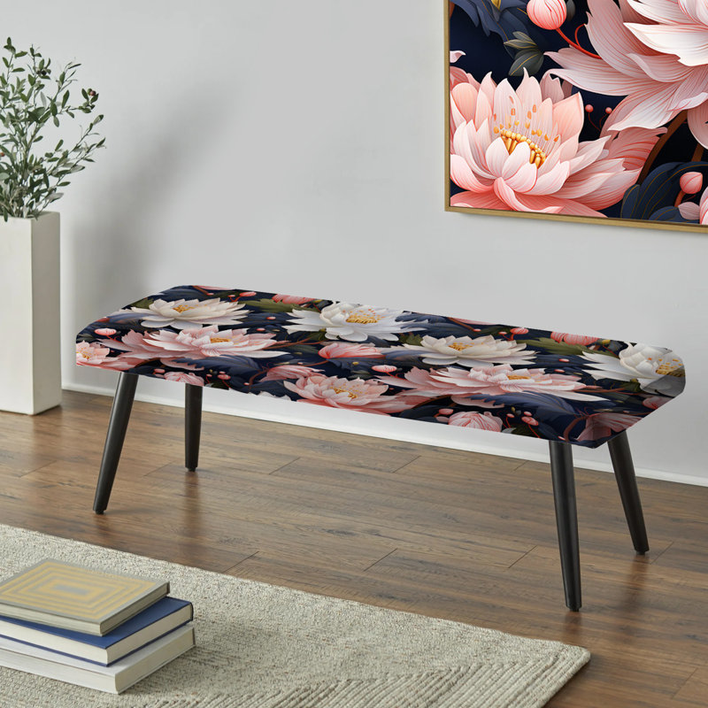 Serene Motif floral - Banc noir rembourré floral