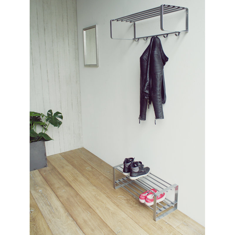 Rex Metal Wall 5 - Hook Wall Mounted Coat Rack, Nickel