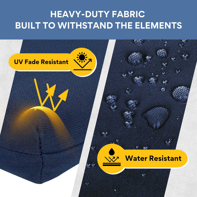 Emjay Weather-Resistant Foam Core Outdoor Rocking Chair Seat Cushions Removable Cover with Ties (Set Of 2), Navy