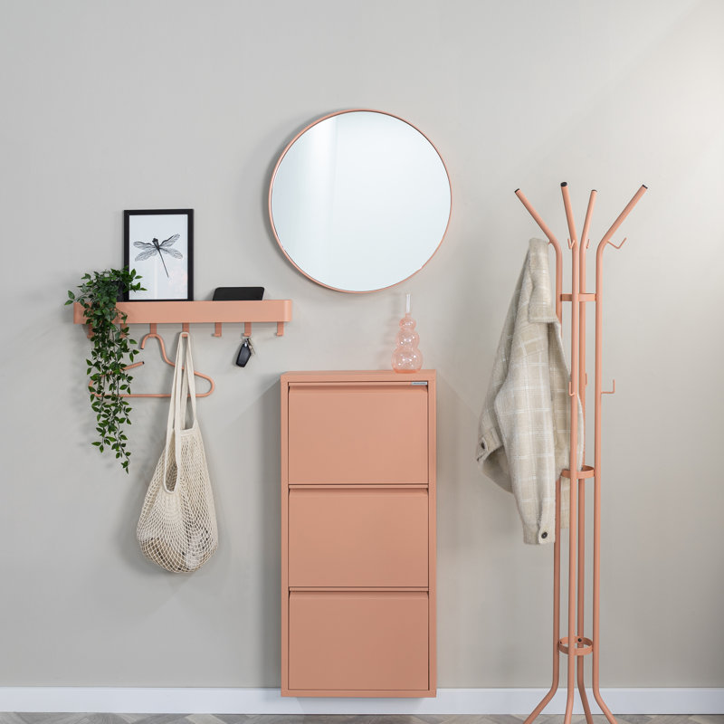 Jessy Steel Freestanding 12 - Hook Coat Rack, Pink Orange