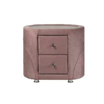 Velvet Upholstered Nightstand With 2 Drawers