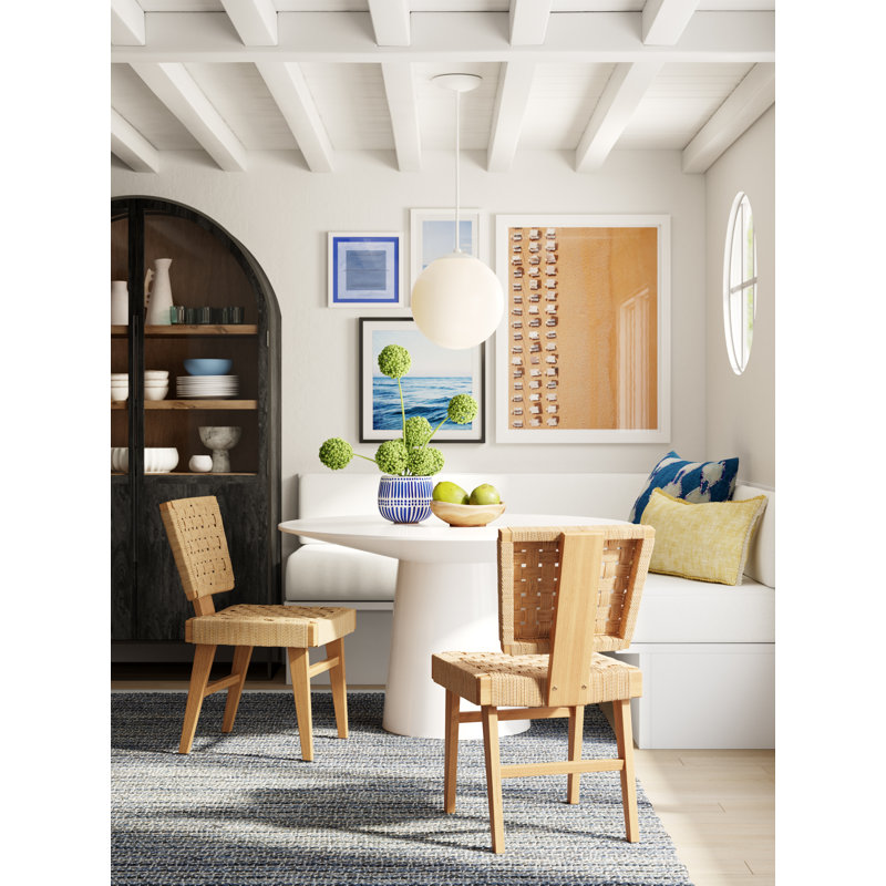 Adara Pedestal Dining Table, Matte White, 43.31" W x 43.31"L