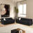 Kieayla 86.61" Modern Boucle Sofa, Tufted Cloud-Like Couch with Deep Seating, Foam and Spring Filled, Includes 2 Pillows, Soft Textured Upholstery for Living Room, Black-1733054848