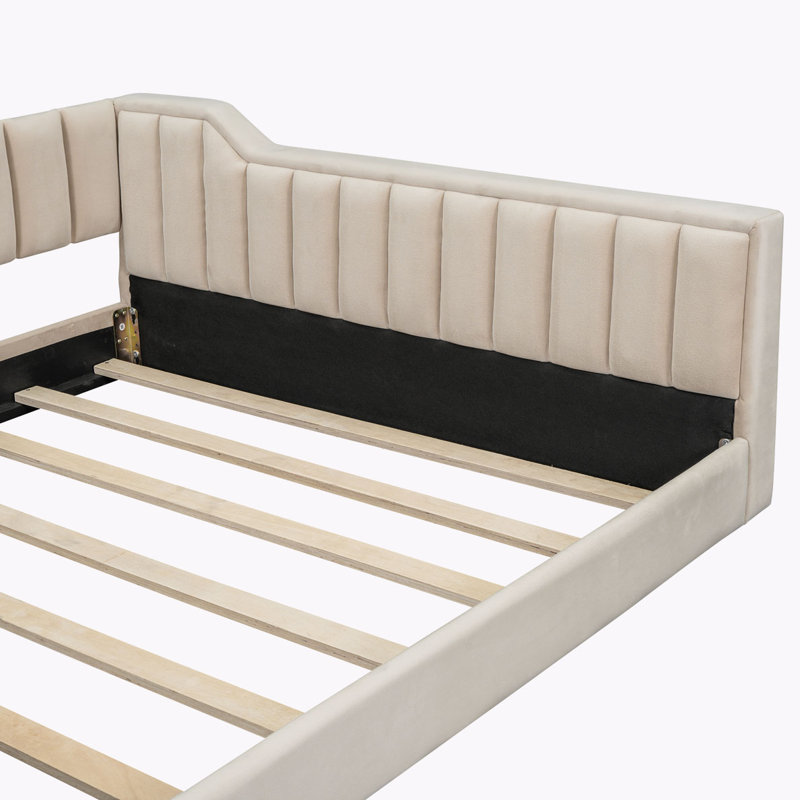 Upholstery Daybed and Side Storage pocket, Beige, Full / Double