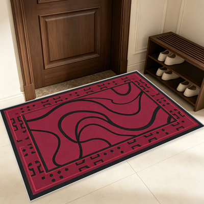 Tapis à motif abstrait noir bourgogne pour le salon, doux et confortable, convient à toutes les saisons, facile à entretenir, tapis de sol intérieur lavable à la machine, sous la ferme pour la chambre à coucher, la salle à manger, le bureau, le balcon, le patio