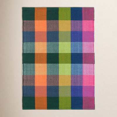Happy Plaid Multi Handwoven Indoor/Outdoor Rug
