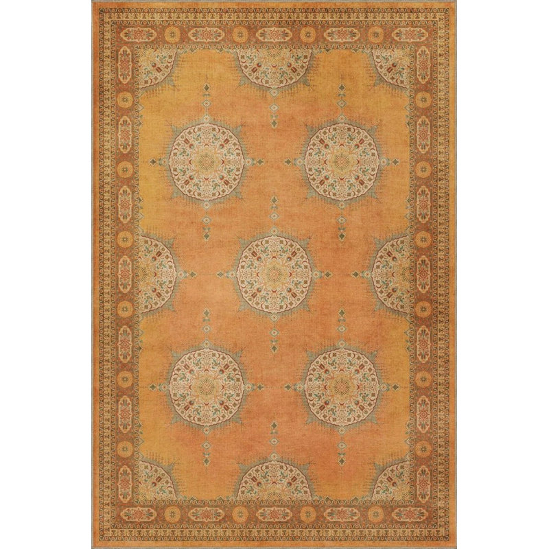 Yellow Framed Traditional Woven Based Washable Rug, Runner 2'6" x 9'11"