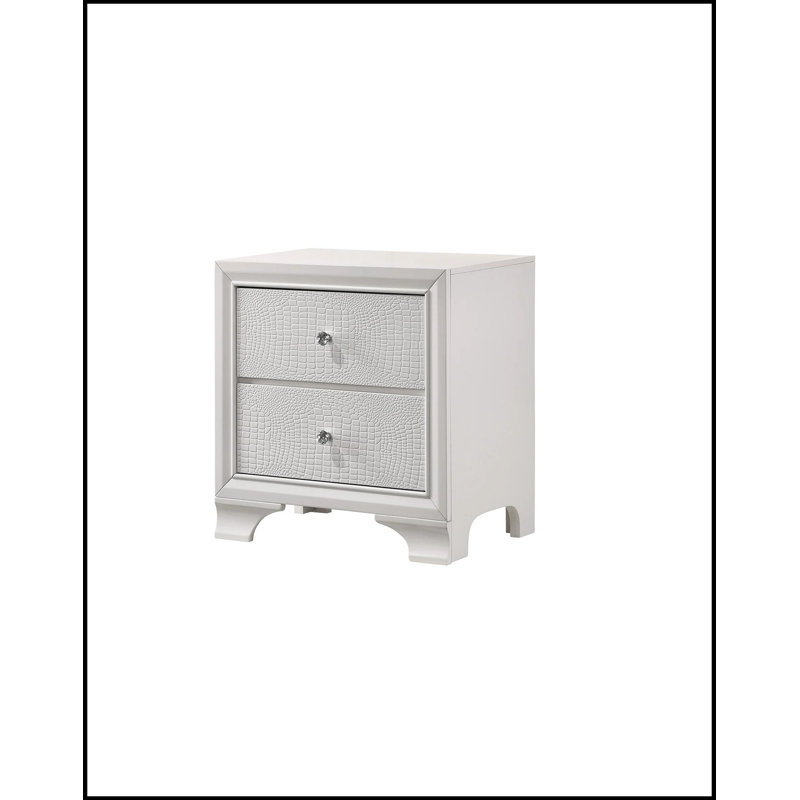 Table de chevet 2 tiroirs 1 pièce, Blanc