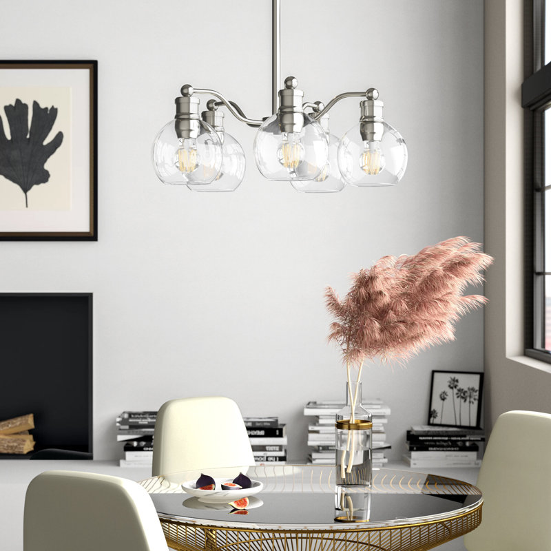 Lustre classique / traditionnel à 5 lumières Nadya, Nickel poli