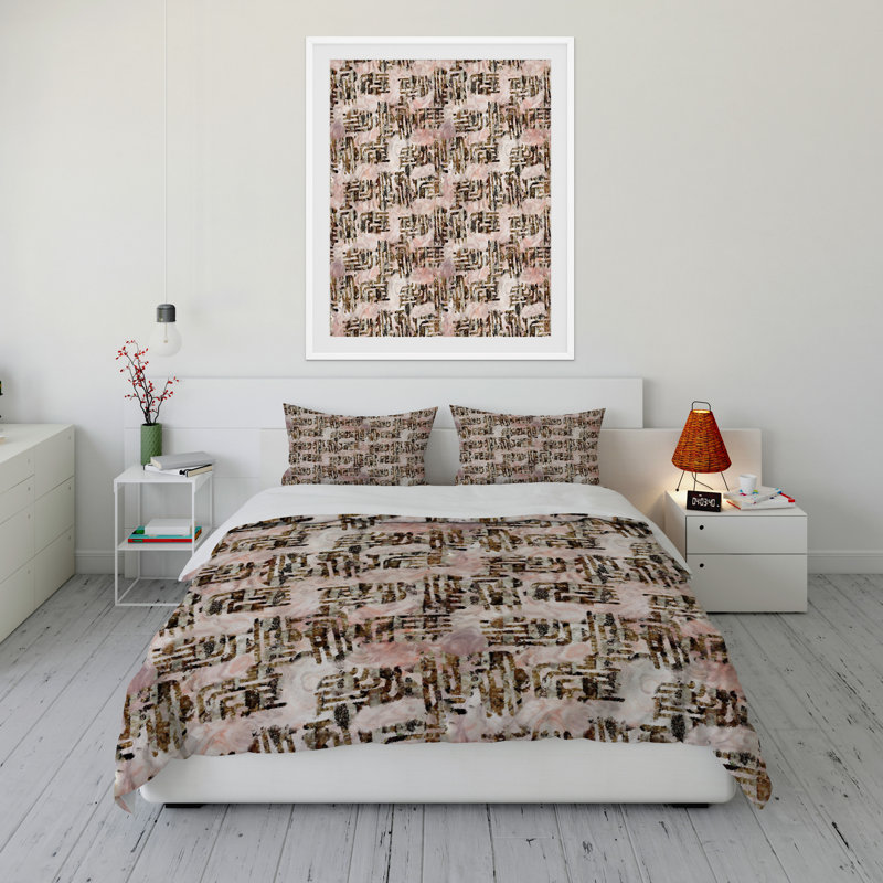 Polyester Twill Abstract Duvet Cover, Queen Duvet Cover + 2 Standard Pillowcases