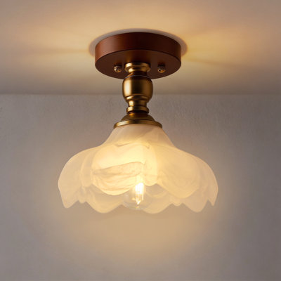 8.5in. 1 - Light Semi Flush Mount Ceiling Light For Bedroom Hallyway Entry Balcony, Vintage Style Small Chandelier