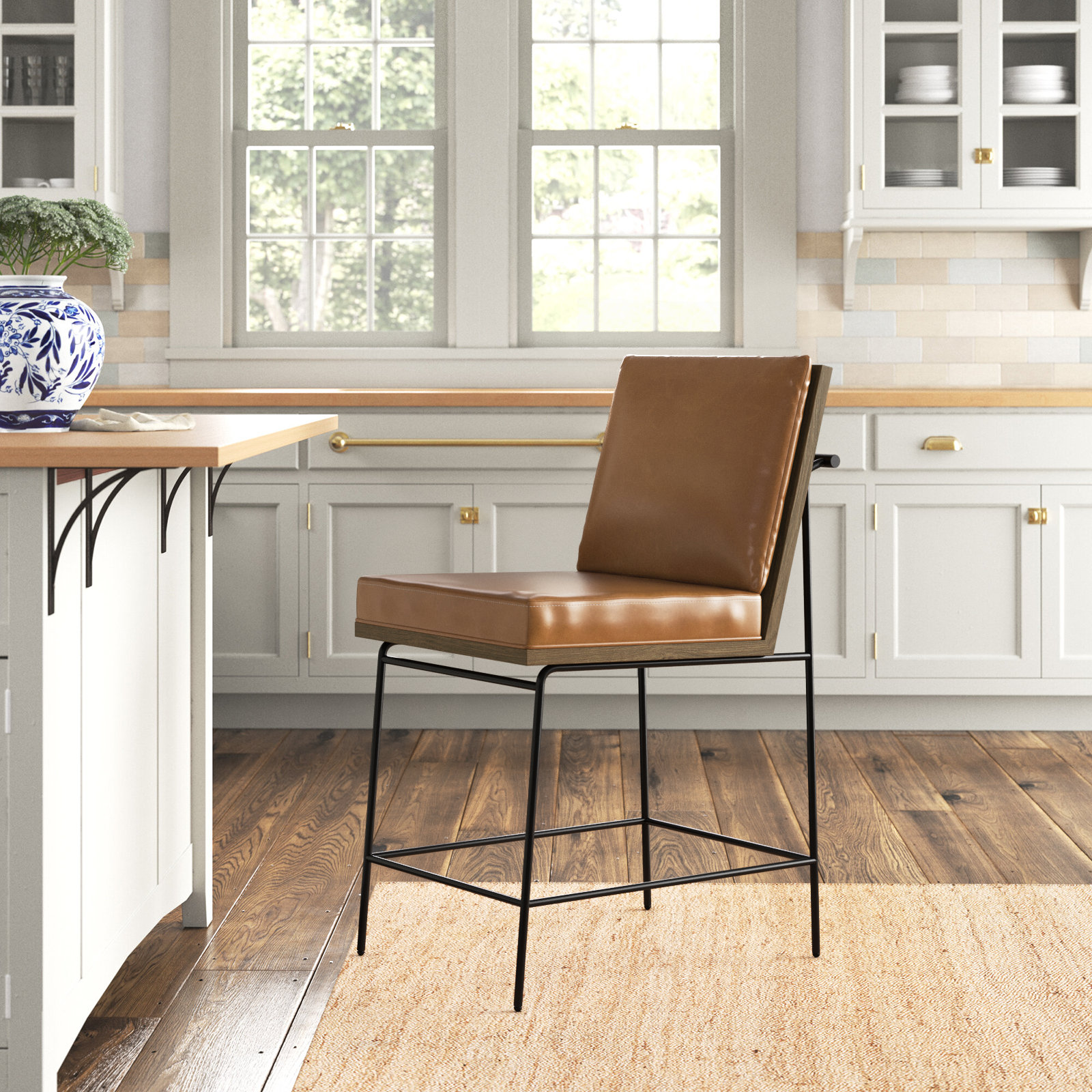 Julep Upholstered Stool, Savile Flax, Counter Stool (26" Seat Height)