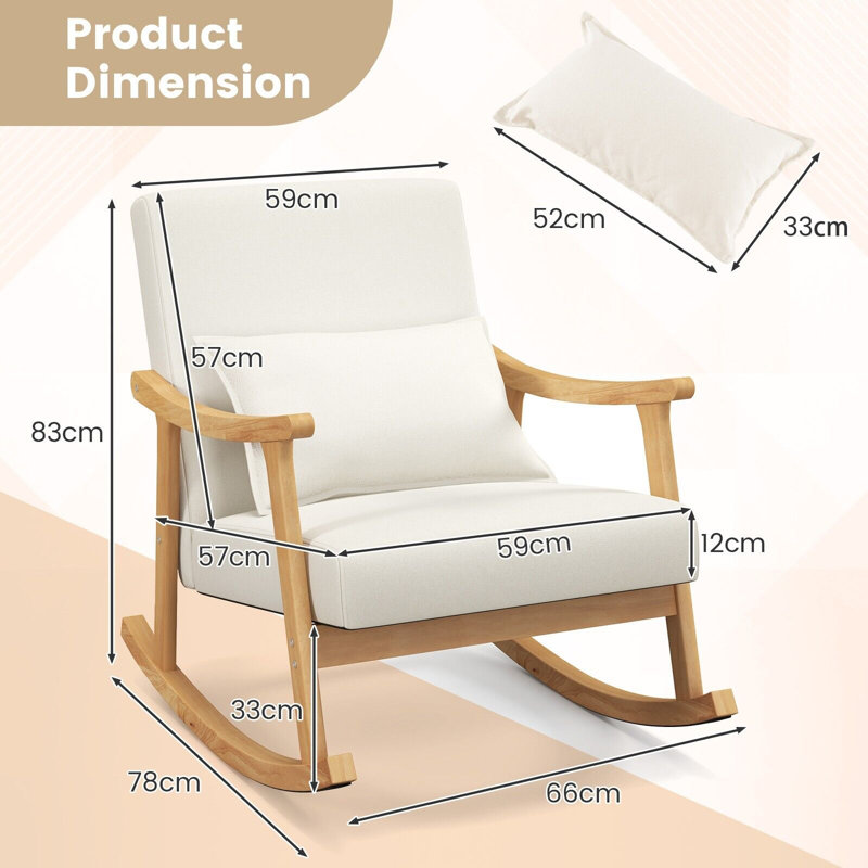 Parkdale Solid Wood Rocking Chair, Beige