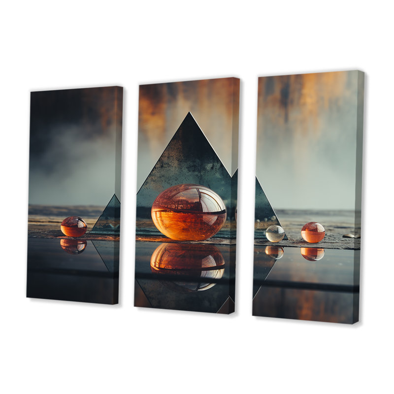 «Minimalist Triangle Essence II - Spiritual Stone», ensemble de reproduction d'art mural, Toile tendue