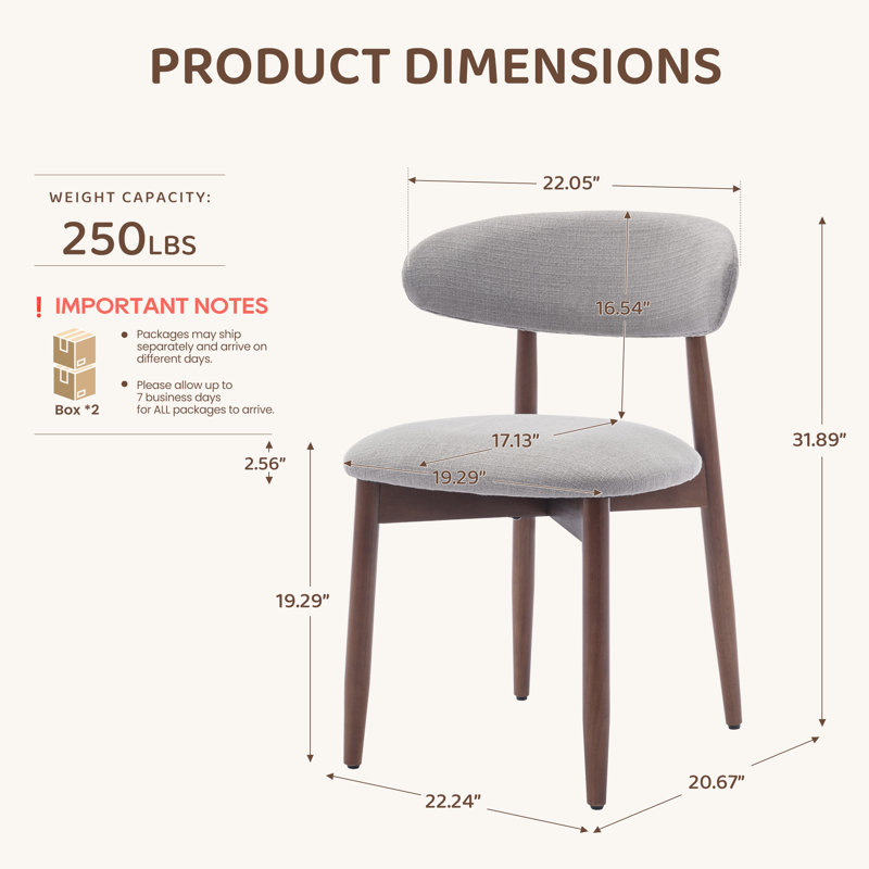 Chaise d'appoint rembourrée en bois massif Vannie, Gris clair