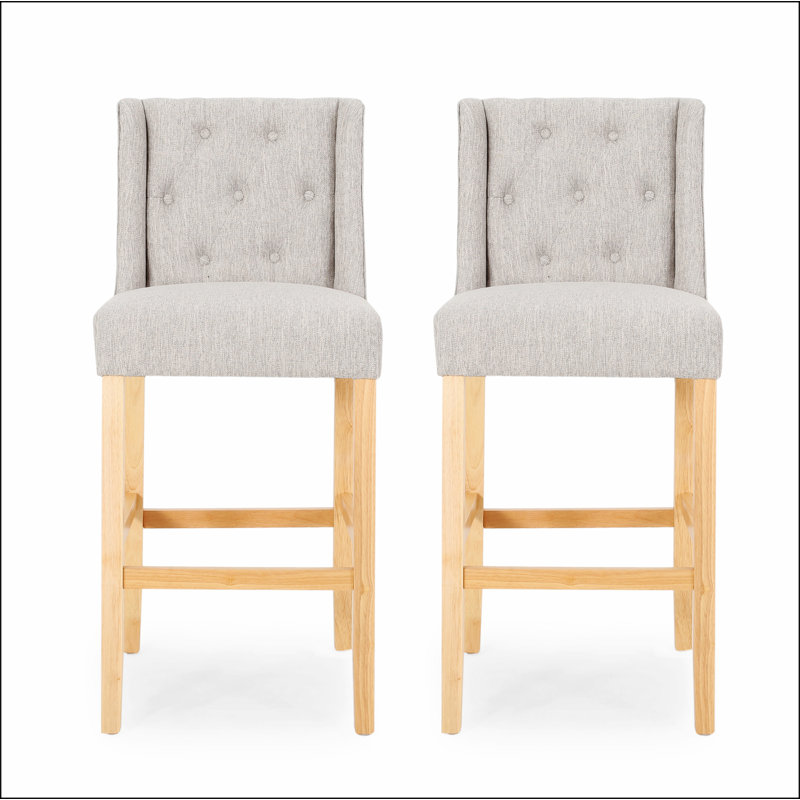 Ensemble de 2 tabourets de comptoir à oreilles capitonnés 31 po Vienna, Gris clair