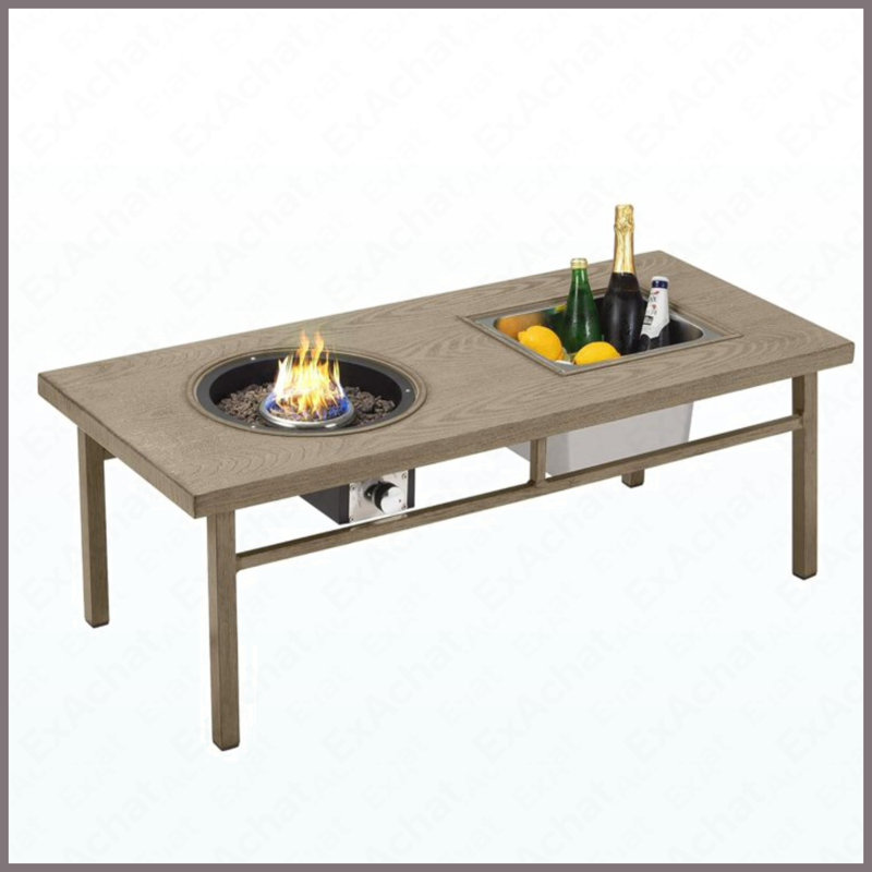 Rectangular Aluminum Propane Fire Pit Table 50000 BTU For Outdoor Patio Garden Backyard
