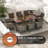Allye 8 - Person Acacia Patio Dining Set with Rectangular Table , Cushions Included-559376779-559376776