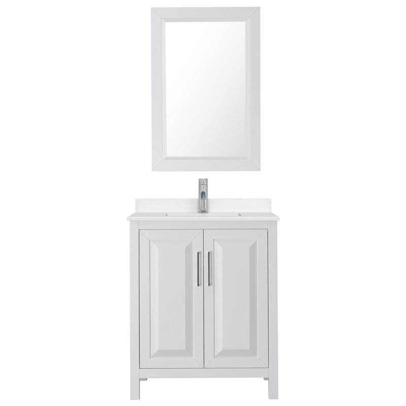 Daria 30'' W Single Vanity, Matte Black, Gray, White Quartz