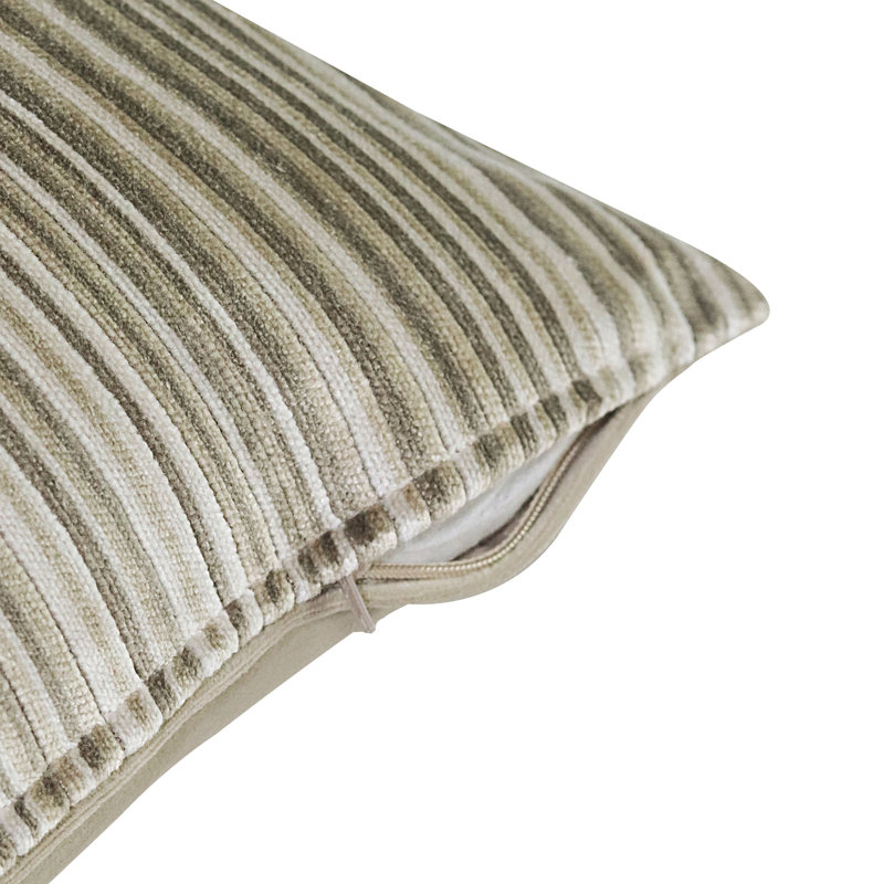 Housse de coussin à rayures en velours avec fermeture à glissière 2 pièces (Taille: 18 X 18 pouces), Crème