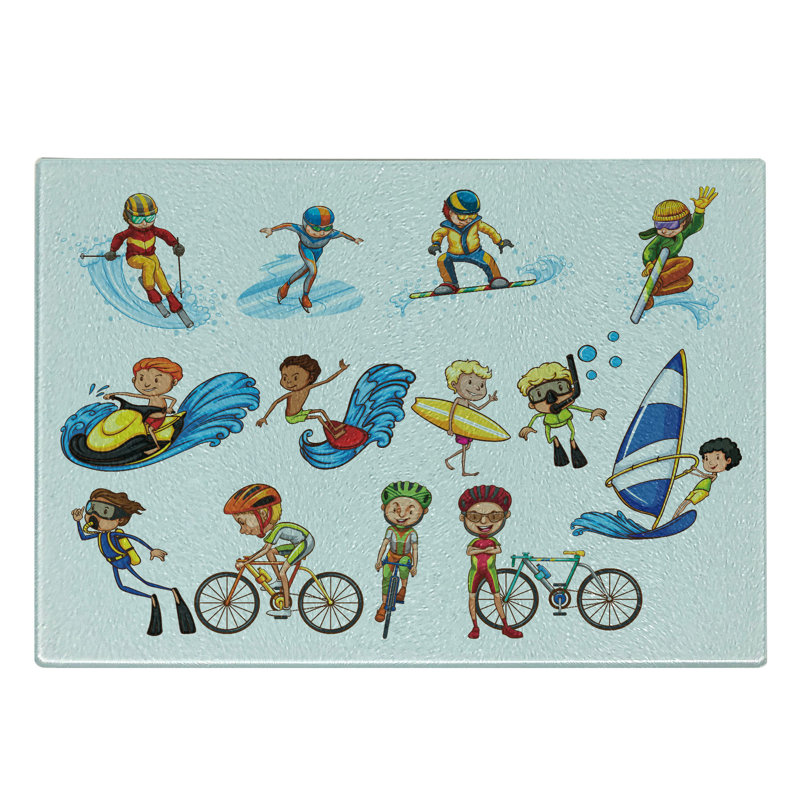 Multicolore, planche à découper en verre trempé Ambesonne Sports