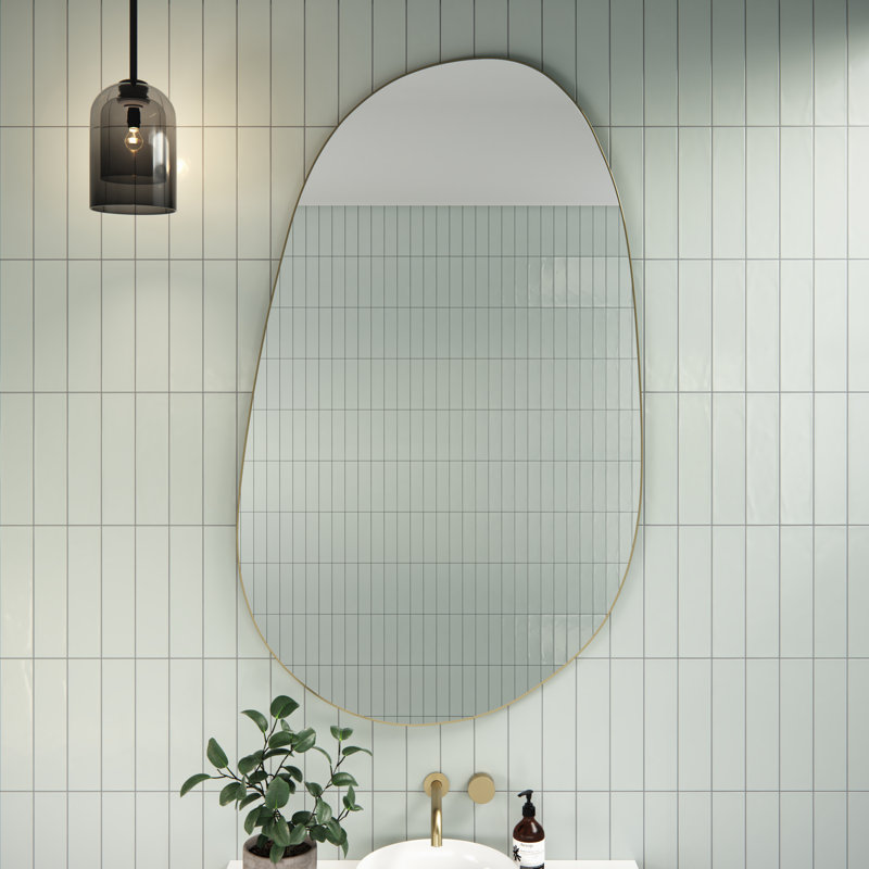 Starla Pebble Mirror, 36" x 59", Satin Brass, Oval