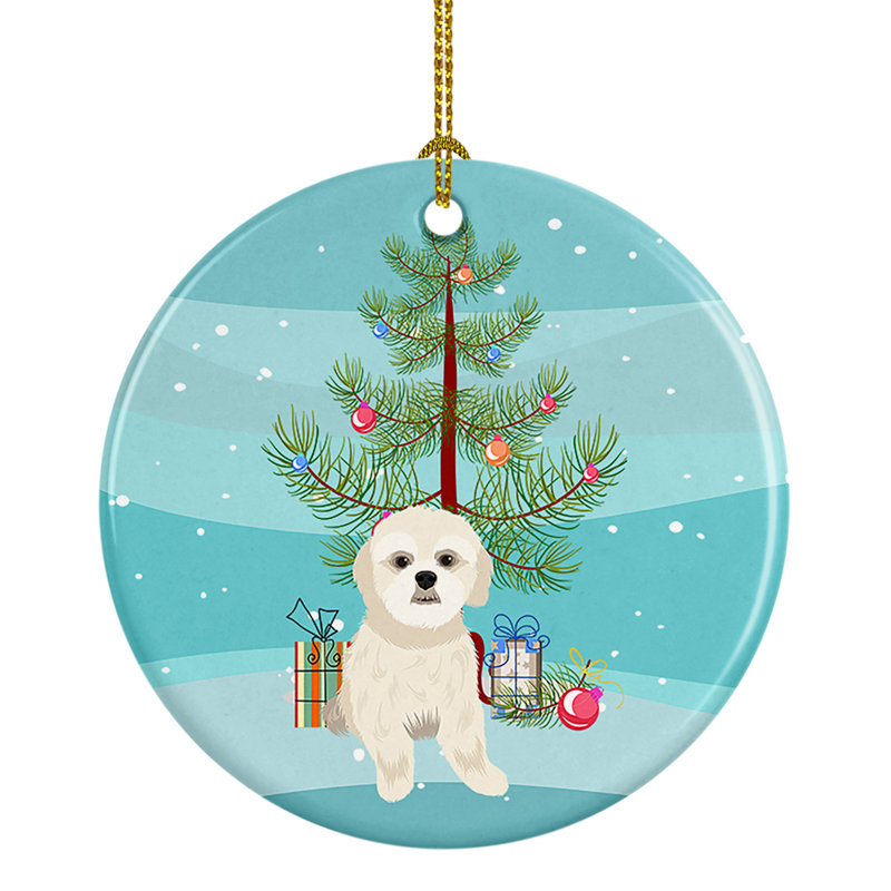 Ornement de Noël en céramique Shih-Tzu # 3, Shih-Tzu doré # 3
