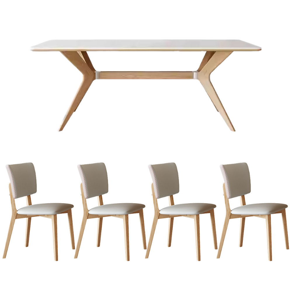 MRzenghong Rectangular Rock Slab Ash Wood Dining Table Set - Wayfair Canada