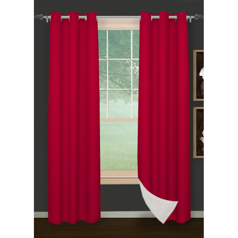 Brick Room Darkening Curtain Pair, Red, 40" W x 84" L