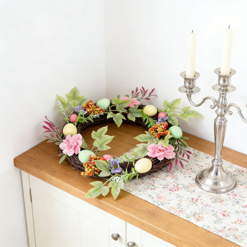 Couronnes de Pâques pour la porte d'entrée, décorations de guirlande d'œufs colorées artificielles, pour décoration de fête de mariage printemps-été