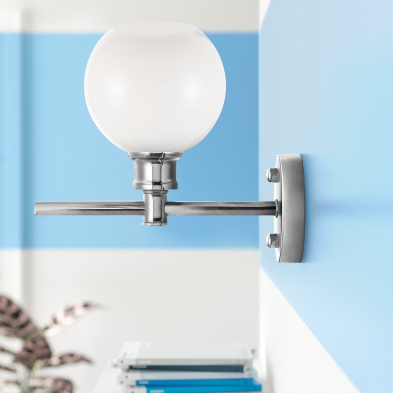 Drinkard Dimmable Bath Sconce, Frosted White, Chrome