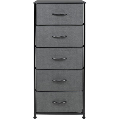 Sorbus Narrow 5 Drawers Nightstand with Steel Frame, Wood Top, & Fabric Bins by Sorbus