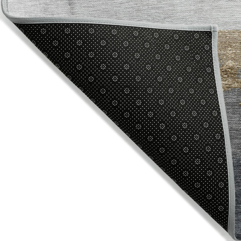 Tapis intérieur / extérieur doré lavable à la machine Xhevrie, Rectangle 10 pi x 14 pi