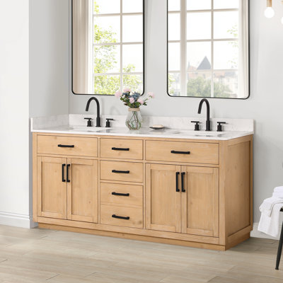 Gavino 72'' Double Bathroom Vanity with Engineered Stone Top