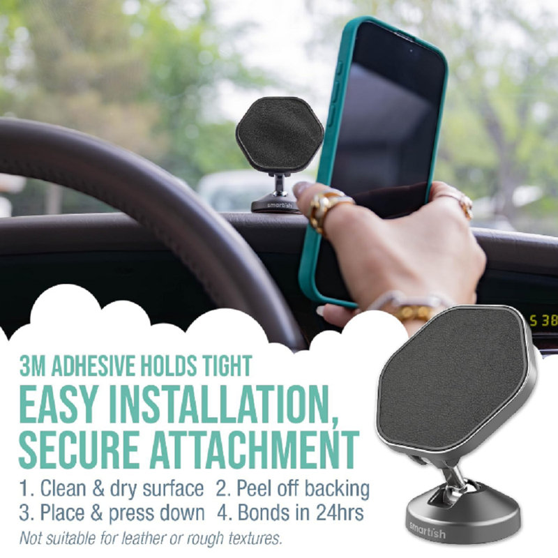 Smartish iPhone 17 Pro Max MagSafe Case + Magnetic Car Mount Bundle - Gripmunk + Mountaineer Car Mount Stick on Adhesive Phone Holder - Extra Strength Magnet- Very Cherry Blossom