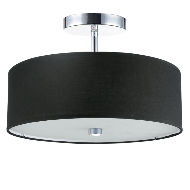 Akyiah Fabric Semi Flush Mount, Black