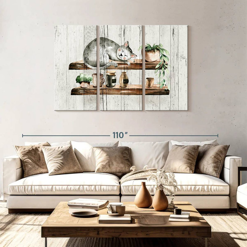 Brampt Sleepy Cat On Wood, 48" H x 74" W